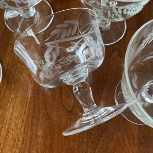 Sasaki Japan SAS28 Low Sherbets Clear Etched Crystal Mid Century Elegant Set (6)